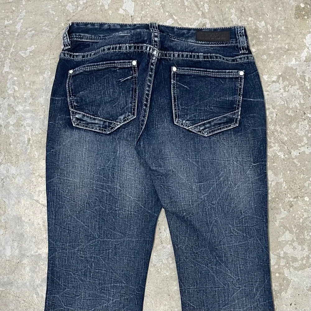 Rock & Roll Cowgirl Jeans Women 29x32 Blue Mid Trouser Flare Boho Mid Rise Denim